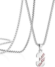 img 4 attached to Stylish Stainless Steel Baseball Number Necklace: Perfect Charm Pendant for Sport Fans, Gifts for Jewelry Enthusiasts (1-99)