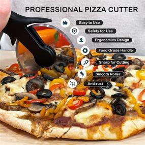 img 2 attached to 🍕 Purple LEMCASE Pizza Cutter Wheel - Professional Slicer with Silicone Handle, Stainless Steel Blade, and Protective Cover