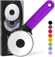 🍕 purple lemcase pizza cutter wheel - professional slicer with silicone handle, stainless steel blade, and protective cover logo