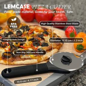 img 3 attached to 🍕 Purple LEMCASE Pizza Cutter Wheel - Professional Slicer with Silicone Handle, Stainless Steel Blade, and Protective Cover