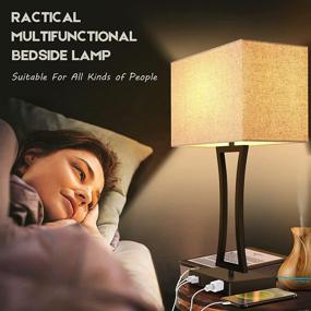 img 2 attached to 💡 3-Way Dimmable Touch Control Table Lamps Set with 2 USB Port – Modern Nightstand Lamps for Living Room Bedroom Hotel