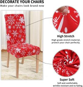 img 2 attached to 🪑 Set of 6 Smiry Printed Dining Chair Covers - Stretchable Spandex, Removable and Washable Slipcovers for Home, Kitchen, Party, Restaurant (Red with White)