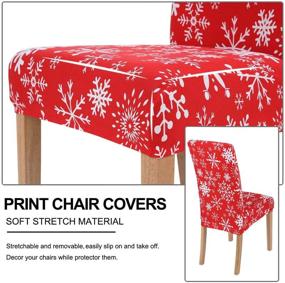 img 1 attached to 🪑 Set of 6 Smiry Printed Dining Chair Covers - Stretchable Spandex, Removable and Washable Slipcovers for Home, Kitchen, Party, Restaurant (Red with White)