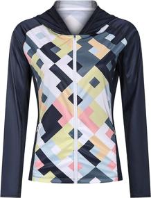 img 4 attached to 🌞 Stay Protected in Style: Women's UPF 50+ Sun Protection Shirt with Full Zip, Printed UV Hoodie Jacket and Convenient Pockets