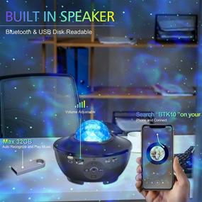 img 1 attached to 🌌 Galaxy Projector with Bluetooth Speaker and Remote Control: Starry Night Light for Bedroom, Room Decor, Home Theatre, Adults & Kids - Compatible with Alexa & Google