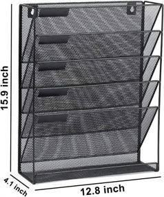 img 3 attached to 📎 Efficient Vertical Wall File Organizer: GDinDinFan Mesh Hanging Paper Document Holder for Office and Home, 5-Pocket Tier in Black