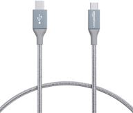 π amazon basics 1ft dark gray usb type-c to micro-b 2.0 cable - double braided nylon charger male cord logo