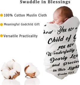 img 3 attached to 🌟 Muslin Swaddle Blanket with Scripture Bible Verse Quote, Godchild Gifts for Christening, Christian Religious Baby Baptism, Godmother Newborn Boy Girl Shower Gift - 100% Cotton
