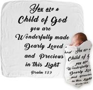 🌟 muslin swaddle blanket with scripture bible verse quote, godchild gifts for christening, christian religious baby baptism, godmother newborn boy girl shower gift - 100% cotton logo