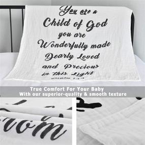 img 1 attached to 🌟 Muslin Swaddle Blanket with Scripture Bible Verse Quote, Godchild Gifts for Christening, Christian Religious Baby Baptism, Godmother Newborn Boy Girl Shower Gift - 100% Cotton