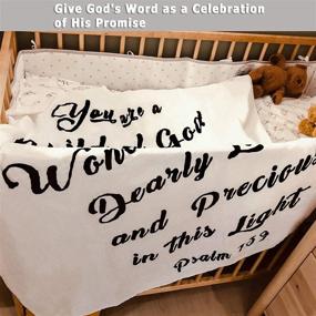 img 2 attached to 🌟 Muslin Swaddle Blanket with Scripture Bible Verse Quote, Godchild Gifts for Christening, Christian Religious Baby Baptism, Godmother Newborn Boy Girl Shower Gift - 100% Cotton