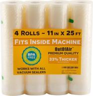 🔒 4 pack (100 feet total) outofair vacuum sealer rolls – 11 inch x 25 feet. compatible with foodsaver vacuum sealers. 33% thicker, bpa free, sous vide, commercial grade logo