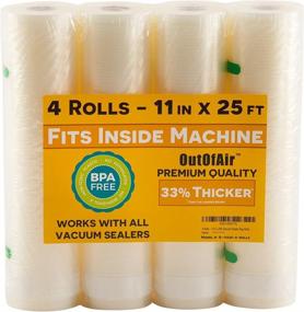 img 4 attached to 🔒 4 Pack (100 Feet Total) OutOfAir Vacuum Sealer Rolls – 11 inch x 25 feet. Compatible with FoodSaver Vacuum Sealers. 33% Thicker, BPA Free, Sous Vide, Commercial Grade