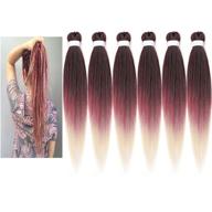 🌈 новое косметическое средство для волос newluyang ombre easy braid pre stretched braiding hair extensions 26 дюймов, 6 пачек профессиональные змеевики для волос без зуда, удобные для приготовления кипятка волоконные косички для крючкового вязания - трехцветная палитра: черно-фиолетовый, красно-блонд, 1б-фиолетовый, красно-блонд, 613 логотип