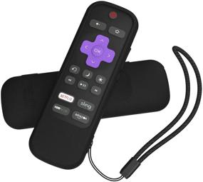 img 1 attached to 🔌 Shockproof and Protective Silicone Cover for Sharp Roku TV Voice Remote RCAL7R with Power and Mute Button, Anti-Lost with Remote Loop - SIKAI Black Case for Kids-Friendly Use