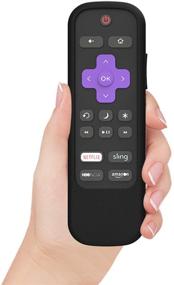 img 2 attached to 🔌 Shockproof and Protective Silicone Cover for Sharp Roku TV Voice Remote RCAL7R with Power and Mute Button, Anti-Lost with Remote Loop - SIKAI Black Case for Kids-Friendly Use