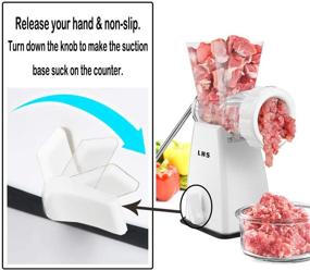 img 3 attached to 🍖 Efficient Home Use Manual Meat Grinder: Stainless Steel Blades, Powerful Suction Base, Fast & Effortless Grinding for All Meats - White