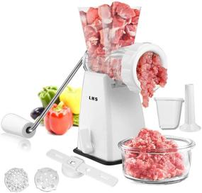 img 4 attached to 🍖 Efficient Home Use Manual Meat Grinder: Stainless Steel Blades, Powerful Suction Base, Fast & Effortless Grinding for All Meats - White