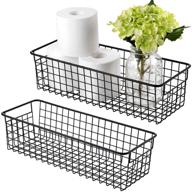 🔧 sheechung farmhouse decor metal wire storage organizer bin basket (2 pack) - rustic toilet paper holder and versatile storage solution for bathroom, kitchen, pantry, laundry room, closets, garage - black logo