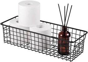 img 1 attached to 🔧 Sheechung Farmhouse Decor Metal Wire Storage Organizer Bin Basket (2 Pack) - Rustic Toilet Paper Holder and Versatile Storage Solution for Bathroom, Kitchen, Pantry, Laundry Room, Closets, Garage - Black