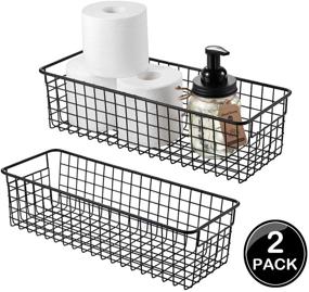 img 3 attached to 🔧 Sheechung Farmhouse Decor Metal Wire Storage Organizer Bin Basket (2 Pack) - Rustic Toilet Paper Holder and Versatile Storage Solution for Bathroom, Kitchen, Pantry, Laundry Room, Closets, Garage - Black