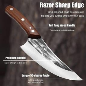 img 2 attached to 🔪 Sawkkit Boning Butcher Knife: High Carbon Steel Meat Cleaver with Leather Sheath - Hand Forged Fillet Knife Chefs Knives for Vegetable, Kitchen, BBQ, Camping, Hiking