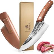 🔪 sawkkit boning butcher knife: high carbon steel meat cleaver with leather sheath - hand forged fillet knife chefs knives for vegetable, kitchen, bbq, camping, hiking логотип