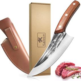 img 4 attached to 🔪 Sawkkit Boning Butcher Knife: High Carbon Steel Meat Cleaver with Leather Sheath - Hand Forged Fillet Knife Chefs Knives for Vegetable, Kitchen, BBQ, Camping, Hiking