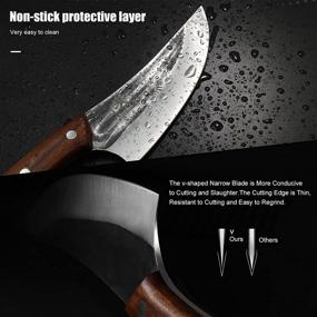 img 1 attached to 🔪 Sawkkit Boning Butcher Knife: High Carbon Steel Meat Cleaver with Leather Sheath - Hand Forged Fillet Knife Chefs Knives for Vegetable, Kitchen, BBQ, Camping, Hiking