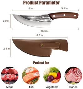 img 3 attached to 🔪 Sawkkit Boning Butcher Knife: High Carbon Steel Meat Cleaver with Leather Sheath - Hand Forged Fillet Knife Chefs Knives for Vegetable, Kitchen, BBQ, Camping, Hiking