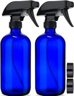 🌿 premium 16 oz empty blue glass spray bottles (2 pack) - bpa & lead free - ideal for plants, pets, essential oils, cleaning products - includes black trigger sprayer with mist and stream settings logo