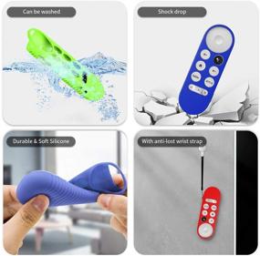 img 2 attached to Ultimate Protection for Chromecast with Google TV Remote Control: 4Pcs Alquar Shockproof Silicone Skin Set - Anti-Lost Loop, Red+Dark Blue+Glow Blue+Glow Green