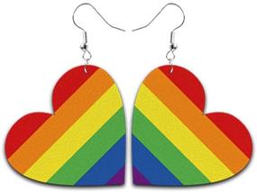 img 2 attached to 🌈 Pride Parade Delight: Rainbow Teardrop Dangle Earrings with Faux Leather Drop - JEP04