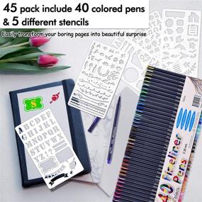 img 3 attached to ✏️ Tebik 45 Pack Journal Planner Pens Colored Pens – 40 Colors Drawing Pens with 5 Stencils – Fineliners for Journaling, Planning, Writing, Coloring, and Detailing – School, Office, and Art Supplies