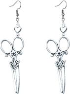 coadipress gothic scissors dangle drop earrings: unique heart shears 💇 jewelry for women/girls, fashion silver punk style; impressive gifts for hairdressers logo