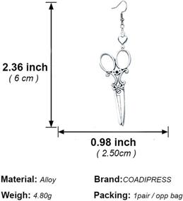 img 1 attached to Coadipress Gothic Scissors Dangle Drop Earrings: Unique Heart Shears 💇 Jewelry for Women/Girls, Fashion Silver Punk Style; Impressive Gifts for Hairdressers