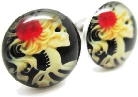 img 2 attached to 💀 Skeleton Girl Sugar Skull Stud Post Earrings - New Release - Stunning Pair!