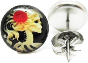 img 3 attached to 💀 Skeleton Girl Sugar Skull Stud Post Earrings - New Release - Stunning Pair!