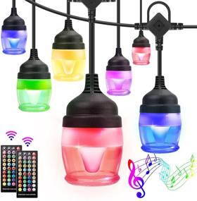 img 4 attached to 🌈 NIORSUN 48FT Outdoor String Lights, Multicolor Music Sync RGB LED Color Changing String Lights, Dimmable & IP65 Waterproof for Patio, Backyard, Cafe, Porch, Gazebo, Party, Garden, Indoor - 16 Bulb