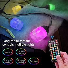 img 3 attached to 🌈 NIORSUN 48FT Outdoor String Lights, Multicolor Music Sync RGB LED Color Changing String Lights, Dimmable & IP65 Waterproof for Patio, Backyard, Cafe, Porch, Gazebo, Party, Garden, Indoor - 16 Bulb