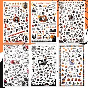 img 2 attached to 🎃 Konsait 1100+pcs Halloween and Christmas 3D Nail Stickers: Spooky Skulls, Bats, and Festive Santa Claus, Perfect Nail Art Designs for Women and Girls