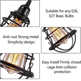 img 2 attached to 💡 Enhance Your Space with Industrial Light Bulb Cage 4 Pack - DIY Vintage Style Pendant Light Wall Lamp Accessory, Edison Lamp Guard, Industrial Lamp Cage