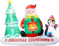 🎄 meland 6ft inflatable christmas decorations - xmas tree, santa claus & penguin - light up holiday party decor for indoor/outdoor garden yard - christmas countdown logo
