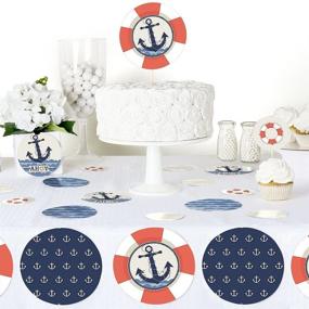 img 1 attached to 🎉 Giant Circle Confetti - Nautical Theme - Ahoy Baby Shower or Birthday Party Decorations - Large Confetti 27 Count by Big Dot of Happiness