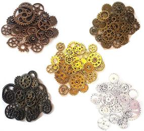 img 4 attached to Bodosac 300g Assorted Vintage Antique Steampunk Gear Charms Watch Cog Wheel Sets - 5 Color Options