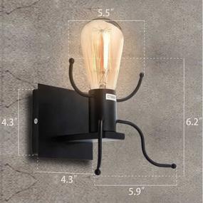 img 2 attached to ✨ Vintage Industrial Retro Wall Light: KAWELL Creative Little People Wall Sconce Lamp for Bedroom, Metal LED Bedside Lighting in Black - Ideal for Children's Room