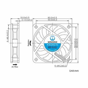 img 3 attached to Мощный набор из 4 штук вентиляторов WINSINN 60 мм высокой скорости - 12 В, безщеточный 6010 60x10 мм.