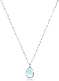 img 4 attached to 🌙 Plavos 925 Moonstone Pendant Necklace: Sterling Silver Dainty Teardrop Pendant - Hypoallergenic Women's Neck Jewelry - Elegant Gift for Girls and Teens