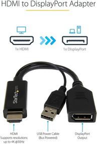 img 3 attached to 📺 StarTech.com 4K HDMI to DisplayPort Video Adapter with USB Power - 6 inch - HDMI 1.4 Male to DP 1.2 Female - Active Monitor Converter (HD2DP)