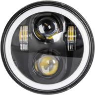 ๐๏ธ zmoon 5.75 inch led motorcycle headlight with angel eyes for harley davidson iron 883 dyna sportster softail street bob super wide glide low rider night rod train deuce logo